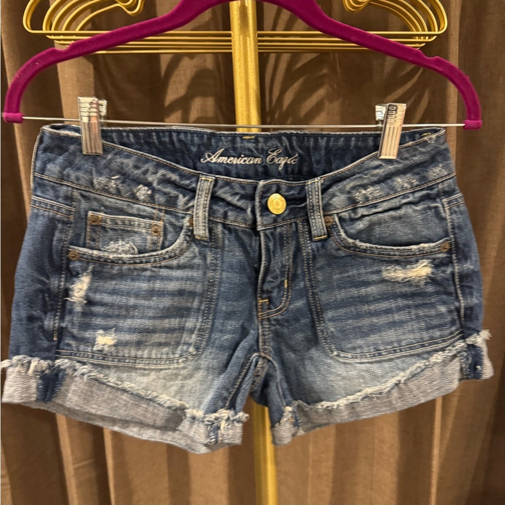 American Eagle Outfitters Distressed Blue Jean Shorts